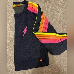 Aviator nation striped cropped sweatshirt